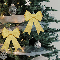 Lazo navideño de PVC con brillantina&nbsp;AJEW-SP0003-72B-02
