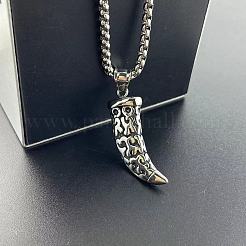 Punk-Stil Retro 304 Edelstahl Wolfszahn Form Anhänger Mode Halsketten für Männer&nbsp;DX2037