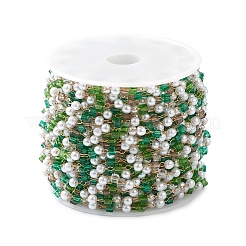 Cubo e vetro rotondo e catene di perline imitazione perla abs&nbsp;CHS-P016-43G-02