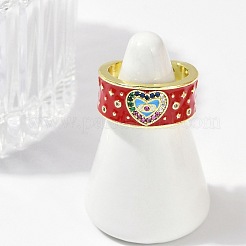 Anillos de puño de latón con micro pavé de circonita cúbica esmaltada para mujer&nbsp;RJEW-L113-019G-02