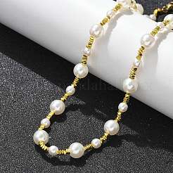 Collane rotonde con perle finte in acciaio inossidabile 304 e plastica ABS per donna&nbsp;NJEW-S442-11G