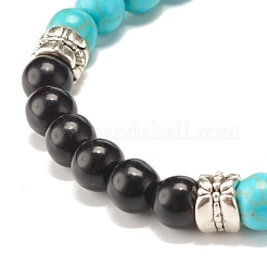 Braccialetto elastico rotondo con perline turchesi sintetiche (tinte) da donna&nbsp;BJEW-JB07531-04