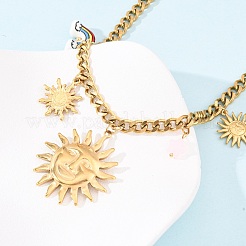 Collar con colgante de sol de acero inoxidable 304&nbsp;NJEW-F352-02G