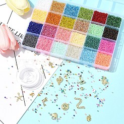 DIY-Armband-Sets aus runden Saatperlen-Perlen aus Glas und Charms aus Legierung&nbsp;DIY-FS0007-19