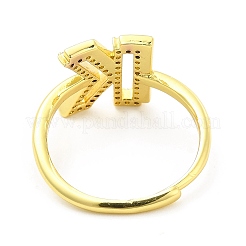Anello regolabile con lettera iniziale smaltata a colori misti con zirconi chiari&nbsp;RJEW-P045-01G-K