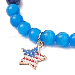 Bracciali con ciondolo in lega smaltata a forma di stella con bandiera per donna e uomo&nbsp;BJEW-TA00578