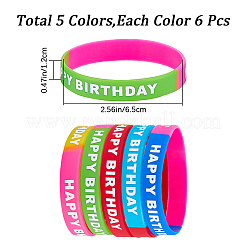 30 stücke 5 farben wort alles gute zum geburtstag silikon schnur armbänder set armband&nbsp;BJEW-GF0001-14B