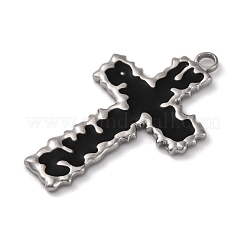 Anhänger aus schwarzem Emaille aus Edelstahl 304&nbsp;STAS-U018-02P