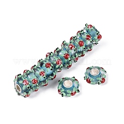 Perles européennes en verre filé et âme en laiton (3D)&nbsp;FOIL-Q004-01B