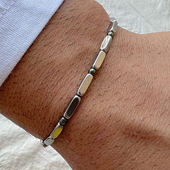 Bracelets extensibles en perles d'hématite synthétiques non magnétiques pour hommes&nbsp;RH6597