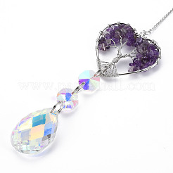 Gros pendentifs en améthyste naturelle&nbsp;G-N333-008J