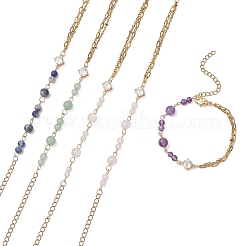 Braccialetti con maglie di perline rotonde di pietre preziose naturali&nbsp;BJEW-JB13488