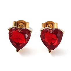 6 paio di orecchini a bottone con zirconi cubici a cuore di 2 colori&nbsp;EJEW-A024-15C