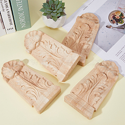 Applique onlay intagliato in legno di gomma&nbsp;LS-AJEW-WH0248-463