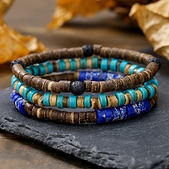 Set di bracciali elastici in turchese sintetico&nbsp;PW-WG7E5E9-01