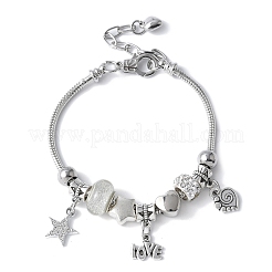 Bracelets à breloques en perles européennes en laiton&nbsp;BJEW-JB11586-03