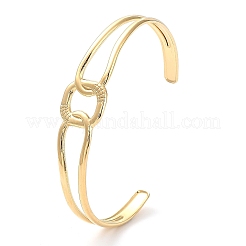 Bracelet manchette rectangulaire creux en acier inoxydable 304 pour femme&nbsp;BJEW-D061-03G