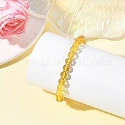 Pulseras elásticas de cuentas de ámbar natural de 6 mm para mujer&nbsp;BJEW-JB14240-01