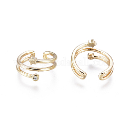 Latón micro pave pendientes de gemelos de circonio cúbico transparente&nbsp;LS-EJEW-I249-02G