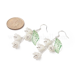 Fleur de vie en plastique abs avec boucles d'oreilles pendantes en perles de coquillage&nbsp;EJEW-TA00182