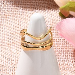 Mehrschichtige offene Manschettenringe aus 304er Edelstahl für Damen&nbsp;RJEW-Z077-01G-01