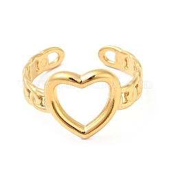 Bague ouverte en acier inoxydable 304 avec placage ionique (IP) en forme de cœur pour femme&nbsp;RJEW-I085-11G