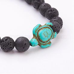 Bracciali elasticizzati con perline in pietra lavica&nbsp;BJEW-JB03036-02