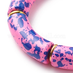 Braccialetto elastico con perline in tubo curvo acrilico&nbsp;BJEW-JB08442