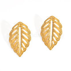 Pendientes de acero inoxidable con forma de hoja hueca para mujer&nbsp;IK7131-3
