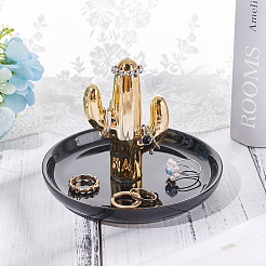Porte-bague en porcelaine cactus&nbsp;DJEW-WH0011-29