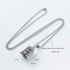 Colliers à pendentif en acier inoxydable 304 avec clochette de gardien de chien viking et chaîne maille forçat pour hommes et femmes&nbsp;HU1943