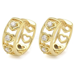 Orecchini a bottone in ottone con zirconi chiari e micro pavè&nbsp;EJEW-C122-07G