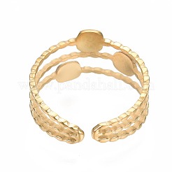 Quadratischer offener Manschettenring aus 304 Edelstahl mit Emaille&nbsp;X-RJEW-T023-52G