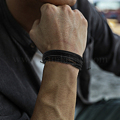 6 Stück 2 Farben PU-Leder mehrsträngige geflochtene Armbänder für Männer&nbsp;BJEW-GO0002-15