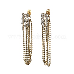 Orecchini a bottone con nappina in zirconia cubica trasparente in acciaio inossidabile 304&nbsp;EJEW-Z094-01B-G