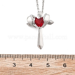 Colliers avec pendentif en forme de croix en laiton et zircone cubique pour femmes&nbsp;NJEW-C067-07P-01