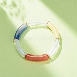 Bracelet extensible perlé tube incurvé acrylique pour femme&nbsp;BJEW-JB08374