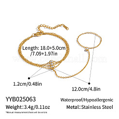 Bracelet en acier inoxydable 304 serti de zirconiums cubiques transparents&nbsp;UE4042