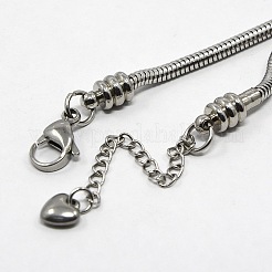 Bracelets à chaînes serpent rondes européennes en acier inoxydable 304 résistant au ternissement&nbsp;X-STAS-J015-06