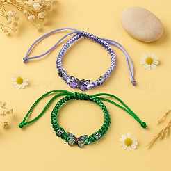 6 Stück 6 Farben Legierung Schmetterling Gliederarmband&nbsp;BJEW-GO0002-27