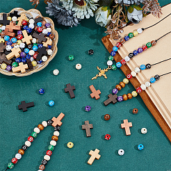 Kit per la creazione di set di gioielli in legno fai da te con tema a croce&nbsp;DIY-AR0004-75