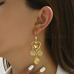 Pendientes de aro con borlas en forma de corazón de latón de moda&nbsp;JG7155