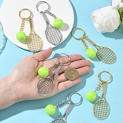 5 llavero de raqueta de tenis de acrílico opaco con aleación.&nbsp;KEYC-YW00243-01