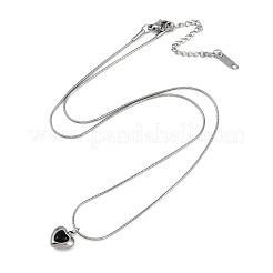 Colliers à chaîne serpent ronde avec pendentif en forme de cœur en acier inoxydable 304 plaqué sous vide PVD et zircone cubique pour femmes&nbsp;NJEW-Z044-08P