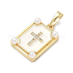 Pendentifs avec zircon cubiques à micro-pavés en laiton&nbsp;KK-H255-07G-01