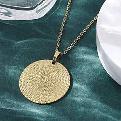 Collares colgantes planos y redondos de acero inoxidable 304&nbsp;NJEW-M096-28G