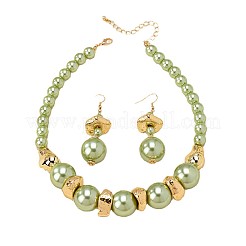 Ensembles de colliers et boucles d'oreilles pendantes en perles acryliques rondes&nbsp;FS-WG675D0-01