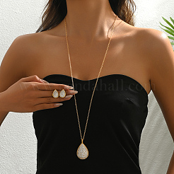 Orecchini a bottone e collane in ottone micro pavé di zirconi cubici a goccia per donna&nbsp;XX3532