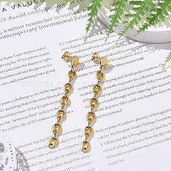 Boucles d'oreilles pendantes en acier inoxydable 304 avec chaîne en grains de café pour femmes&nbsp;EJEW-JE05142