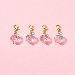 4 pendentif décoratif en forme de fraise fait à la main&nbsp;HJEW-FS00041-03